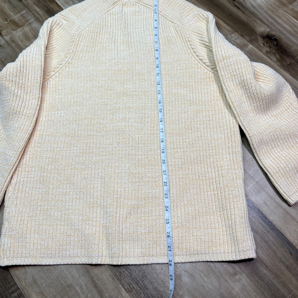 Urban Outfitters Size M Chunky Knit V-Neck Sweater Cream Yellow | Oversized Cozy - Picture 11 of 12